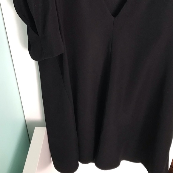 Zara Black Puff Sleeve Mini Dress V Neck Small - Picture 4 of 11